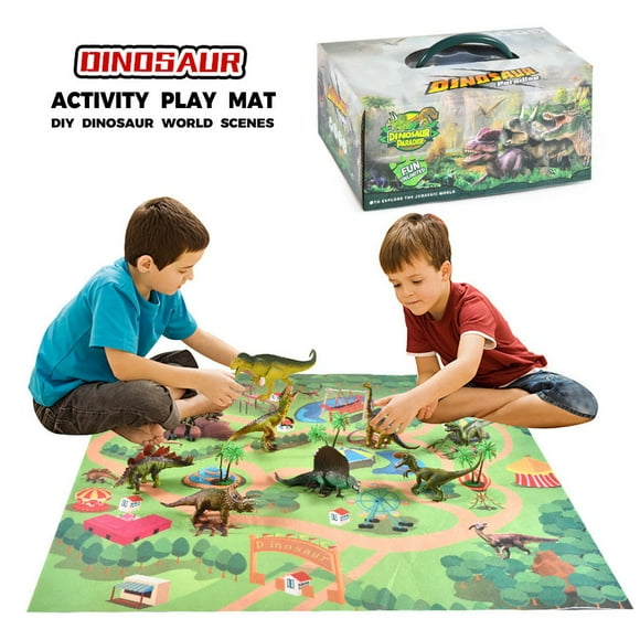 Pisexur Dinosaur Toys for Kids 3-5,Activity Play Mat Trees Educational Realistic Dinosaur World Christmas Gift Toy,Christmas Gifts for Kids