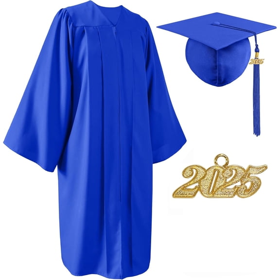 Unisex Matte Graduation Cap and Gown 2025 with Tassel for High School and College Graduation Black