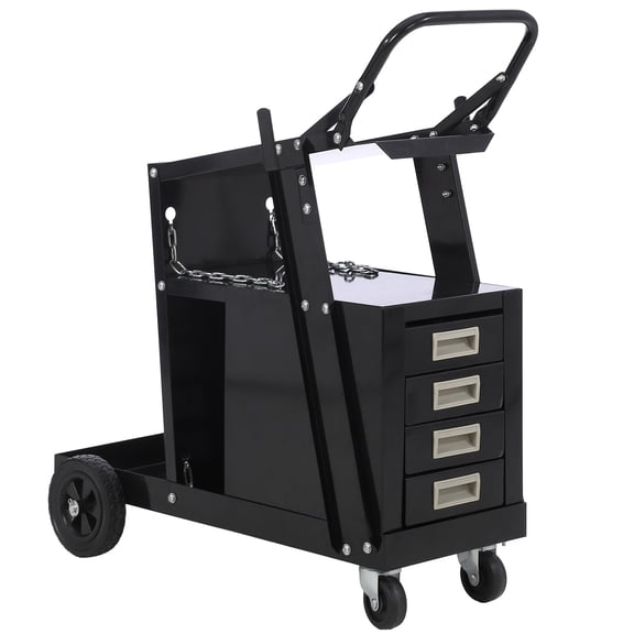 Yiwa Welding Cart, 220 lbs Welder Cart with 4 Drawers, Welding Carts for TIG MIG Welder and Plasma Cutter