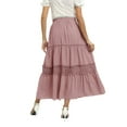 thumbnail image 5 of Women's Polka Dot Hollow Out Long Skirt Lace Stitching Pleated Loose High Waist Dress, 5 of 8
