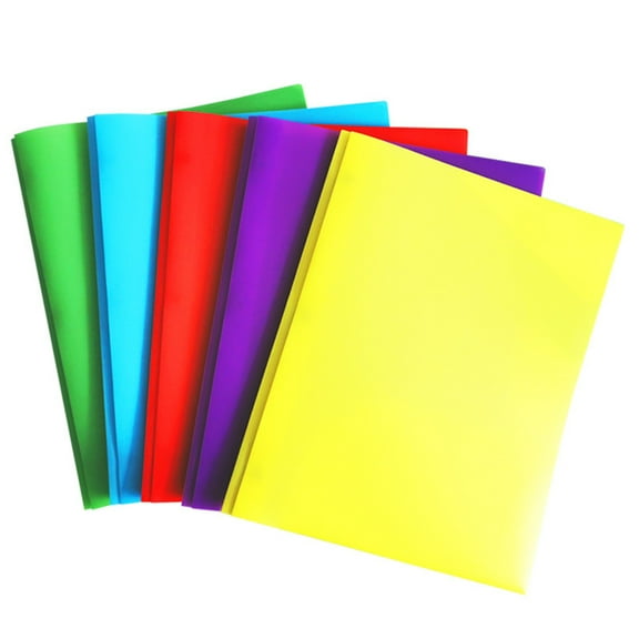 5-Pack Folders with Pockets & Tabs - Pastel Colored 2-Pocket Folders, 3-Hole Punched for Binders, Waterproof School & Office Supplies with Subject/Blank Labels
