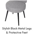 thumbnail image 6 of CintBllTer Grey Linen Chair with Back - Small - Soft Compact Round Padded Seat - Living Room, Bedroom, Chair – Ottoman Foot Stool - Black Metal Legs Upholstered Decorative Furniture Rest, 6 of 8