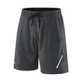 thumbnail image 2 of Abcnature Men's Athletic Shorts, Sports Gym Running Short Pants, Men Sports Running Casual Solid Fitness Training Exercise Quick-drying Shorts, Cargo Casual Hiking Shorts Dark Gray L, 2 of 2