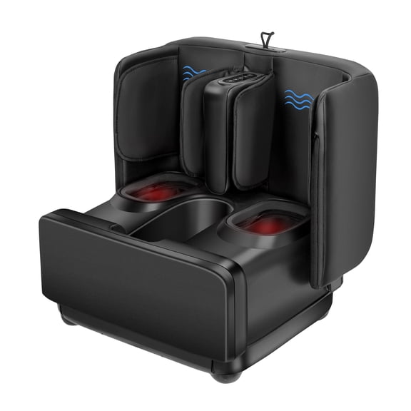 Comfier 2 in 1 Foot Massager Machine & Ottoman Foot Rest Shiatsu Calf and Foot Massager with Heat Black
