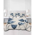 thumbnail image 3 of Blue Spring Floral Full Size Down Alternative Comforter, Lightweight Comforter Quilt Bedding Set with Pillow Shams Tulip Summer Botanical All Seasons Bed Comforter Duvet Insert 78"x90", 3 of 7
