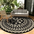 thumbnail image 3 of 10*10ft Round Outdoor Rug Circle Large Outside Area Rug Boho Reversible Patio Rug Plactic Straw Rug for Patios,Deck,Picnic,Beach,Trailer,Camping,Black&Beige, 3 of 10