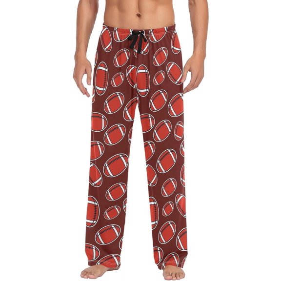GZHJMY Men's Pajama Pants - Red American Football, Loose Thin PJs Lounge Sleep Bottoms with Pockets Drawstring, Pajama Bottoms for Home and Rest, Large