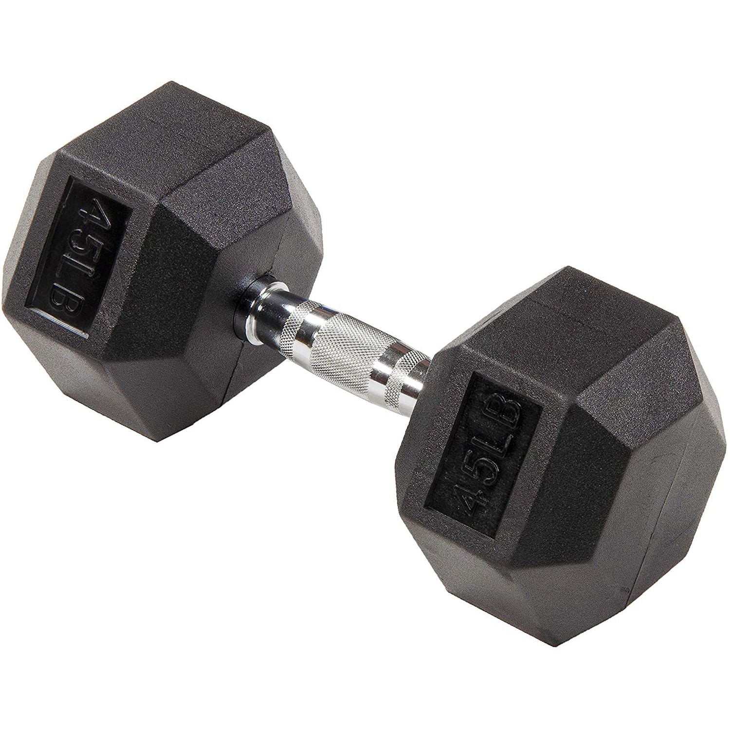 BalanceFrom Rubber Encased Hex Dumbbells, 45 lbs Pair, Black