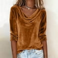 thumbnail image 5 of Ltctricy Velvet Tops for Women Long Sleeve Cowl Neck Velour T-Shirts Loose Tunic Tops Dressy Casual Tee Blouses, 5 of 7