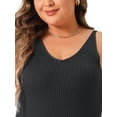 thumbnail image 5 of DARING DIVA Plus Size Sweater V Neck Ribbed Knit Bodycon Dress 2X Black, 5 of 6