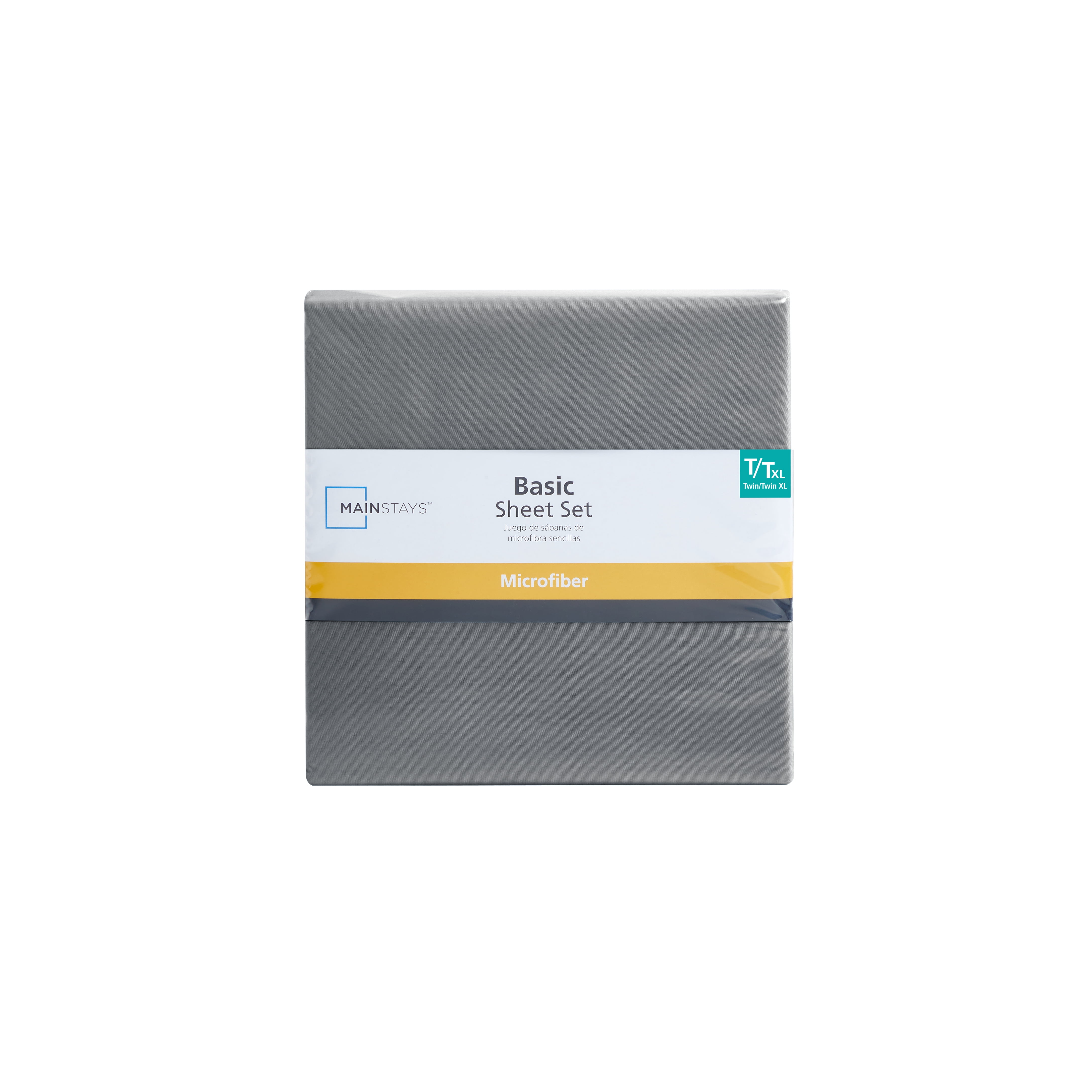 Mainstays Basic Value Microfiber Bed Sheet Set, Soothing Grey, Twin-XL, 3 Piece