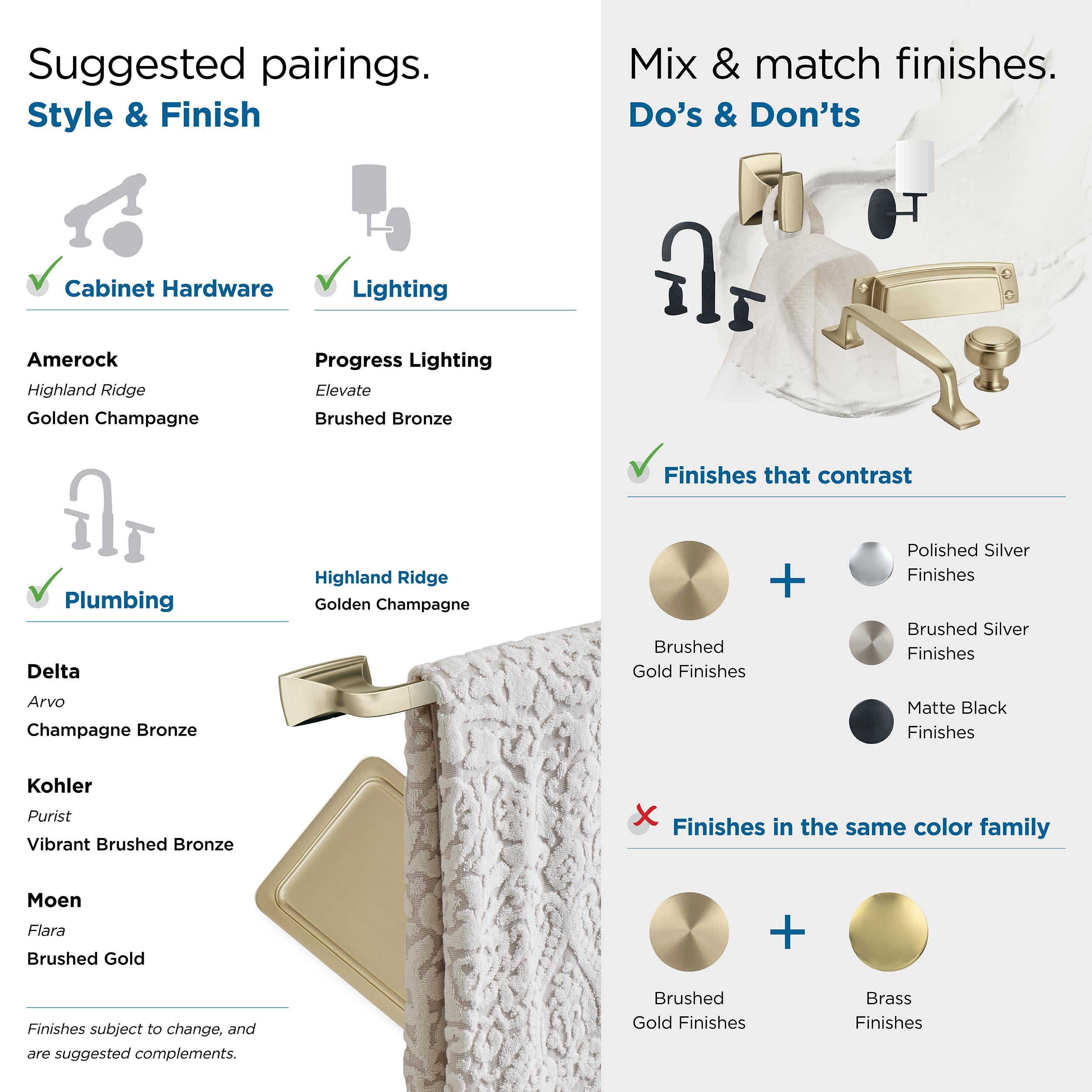 Amerock Highland Ridge Golden Champagne 18 inch (457mm) Towel Bar