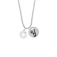 thumbnail image 2 of Delight Jewelry Silvertone Dog Head Silhouette Silvertone Script Initial Disc - Y - Charm Necklace, 20"+3", 2 of 4