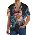 thumbnail image 3 of Disketp Men's Hawaiian Blue Dinosaur Print Shirts Button Down Holiday Beach Shirts-4X-Large, 3 of 7