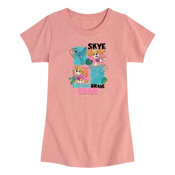 Paw Patrol: The Dino Movie - Skye And Dinos Collage - Toddler Girls Fitted Short Sleeve T-Shirt