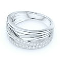 thumbnail image 3 of 8.5mm Wide Sterling Silver Criss Cross Infinite Simulated Round Brilliant Cut Diamonds Wedding Ring (6.5), 3 of 6