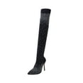 thumbnail image 6 of Milisten Black Thigh High Boots for Women with Rhinestone Detail, Stylish Chic Design, Comfortable Material, Trendy Fashion Footwear, 6 of 8