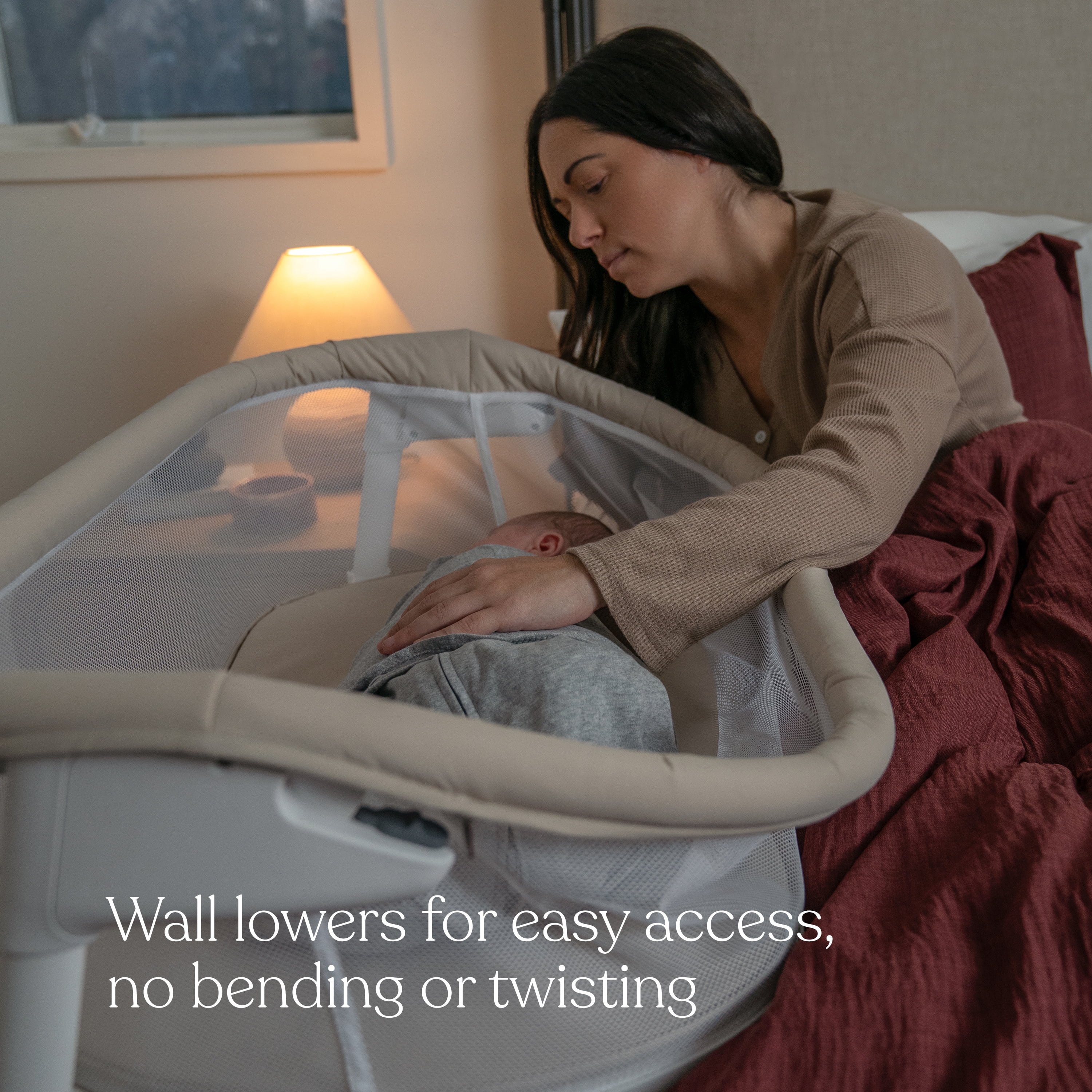 HALO BassiNest Lite, Slides Over Bed with Mesh Walls for Airflow & Visibility, Lowering Wall for Easy Access, Portable & Lightweight