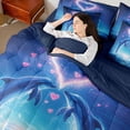 thumbnail image 5 of Manfei Magical Ocean Dolphin Bedding Comforter Set for Kids Boys and Girls, Romantic Coastal Print Full Bedding Set, Navy Reversible 7 Pieces, 5 of 6