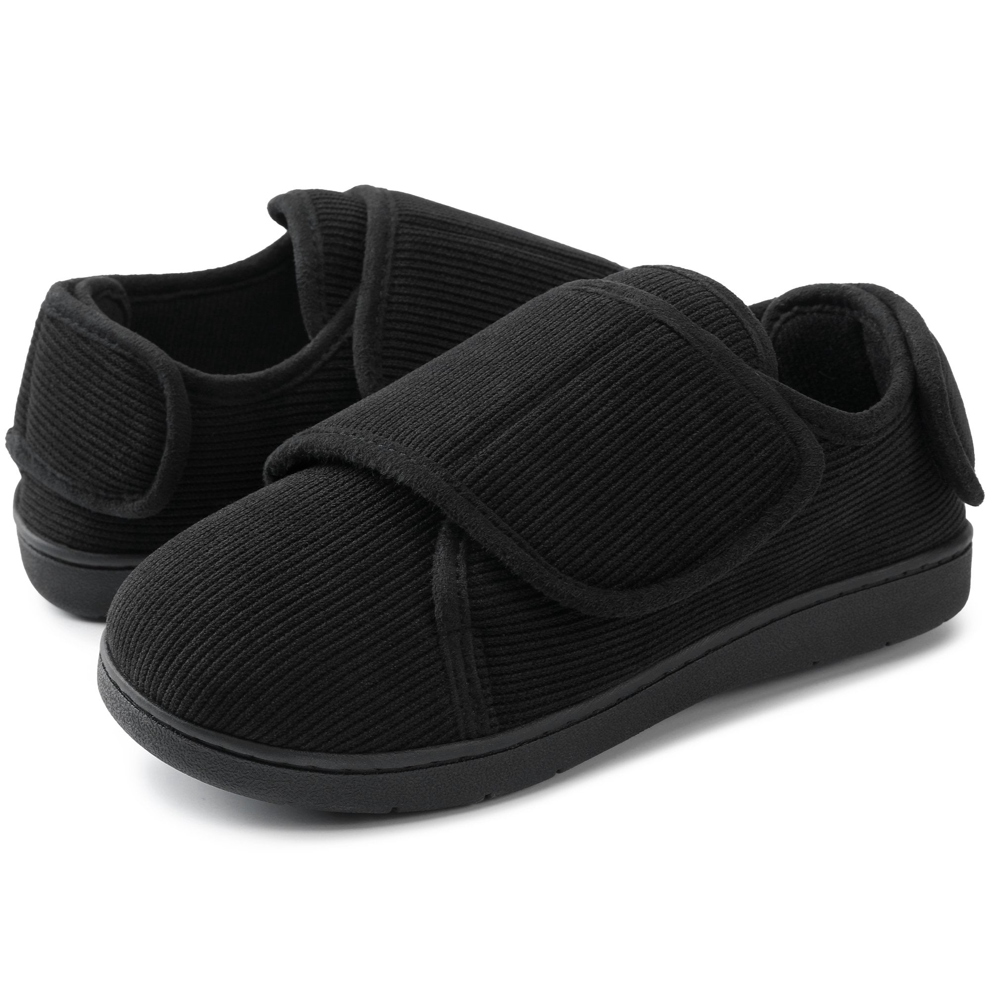 MIXYOS Womens Slippers Adjustable Closure Diabetic Slipper Shoes Memory Foam Comfy House Slippers Black 9