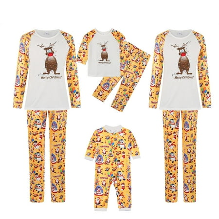 

Zzwxwb Long Pants For Women Christmas Pajamas For Family Family Christmas Pjs Matching Sets Jumpsuits Matching Christmas Pjs For Family Long Sleeve Pajamas Two-Piece Mom Set Yellow M