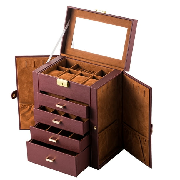 Gole Trade Synthetic Leather Huge Jewelry Box Mirrored Watch Organizer Necklace Ring Earring Storage Lockable Gift Case Armoire Mirror Stand Up Com - Stand Up Mirror Jewelry Boxes Gole Trade Synthetic Leather Huge Jewelry Box Mirrored Watch Organizer Necklace Ring Earring Storage Lockable Gift Case Armoire Mirror Stand Up Com - Stand Up Mirror Jewelry Boxes