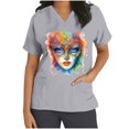 thumbnail image 3 of lcziwo Mardi Gras Scrub Tops for Women 2025 Nursing Uniforms Scrubs with Side Pockets Summer Casual Short Sleeve V Neck Tshirts Gray M Dollar Sales, 3 of 6