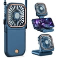 thumbnail image 1 of Ventilador portátil de mano para collar personal, plegable, mini ventilador silencioso USB recargable con función de soporte para teléfono móvil, banco de energía de 3000 mAh, ventiladores d, 1 of 4