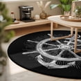 thumbnail image 3 of Round Area Rugs 4Ft, Nautical Anchor Non-Slip Washable Circle Rugs Carpet, Coastal Ocean Sea Chic Textured Black Indoor Outdoor Rug Floor Mats Throw Runner for Bedroom Living Room Bathroom, 3 of 8