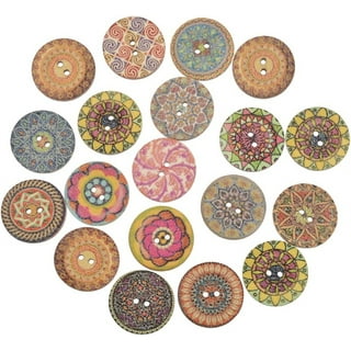 ROBOT-GXG Wood Buttons for Crafts - Rustic Wooden Buttons - 100PCS Wooden  Buttons with Random Color Patterns 15mm/0.6in Vintage Wooden Buttons Round  Flower Buttons with 2 Holes for DIY Sewing Craft 