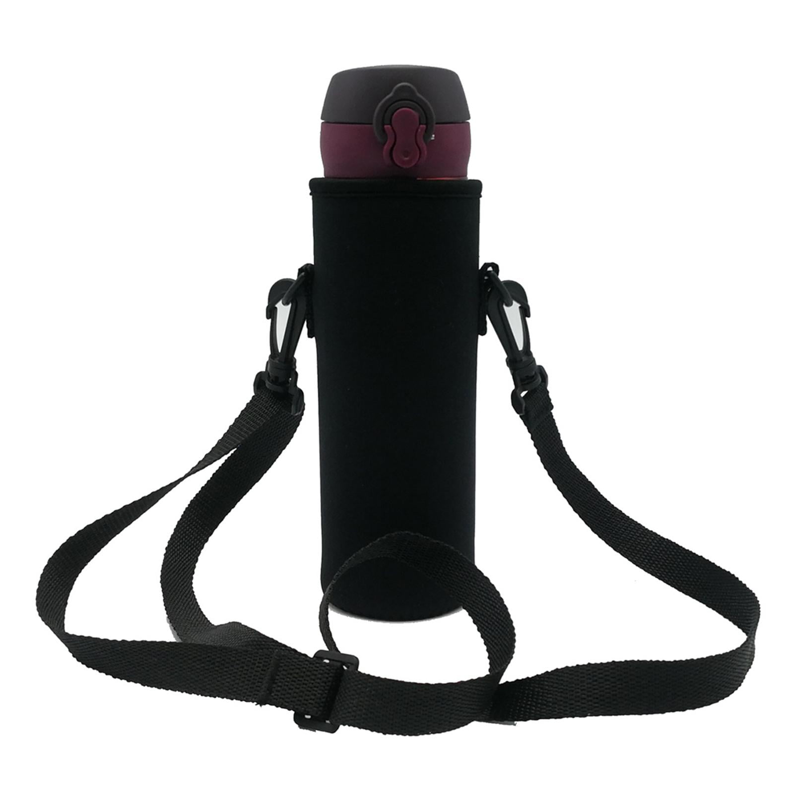 Neoprene Drink Bottle Holder Case Tote Insulated Adjustable Water Bottle Carrier Black