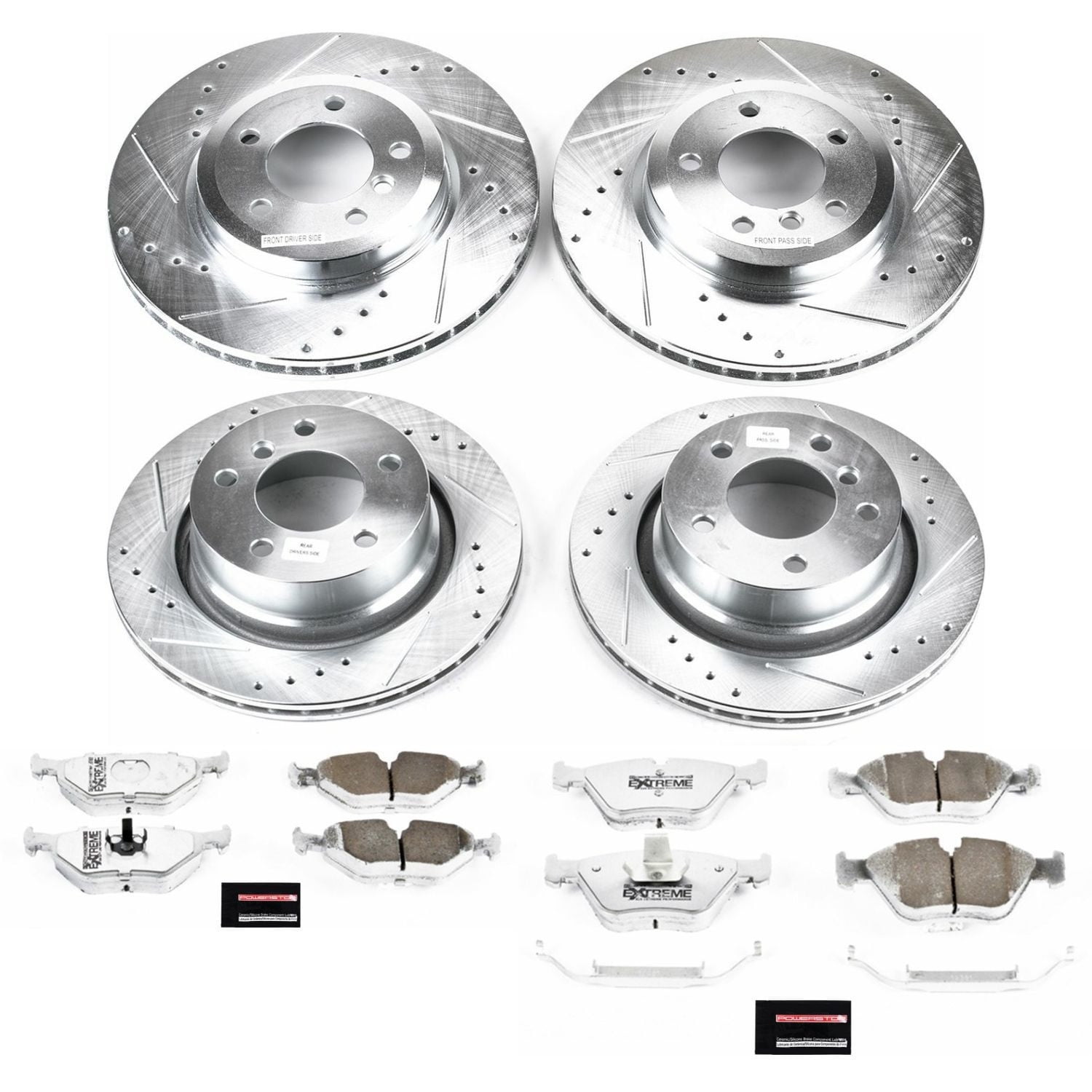 PowerStop Front and Rear Z26 Street Warrior Carbon-Fiber Ceramic Brake Pad and Drilled and Slotted Rotor Kit Fits: Select Models K935-26