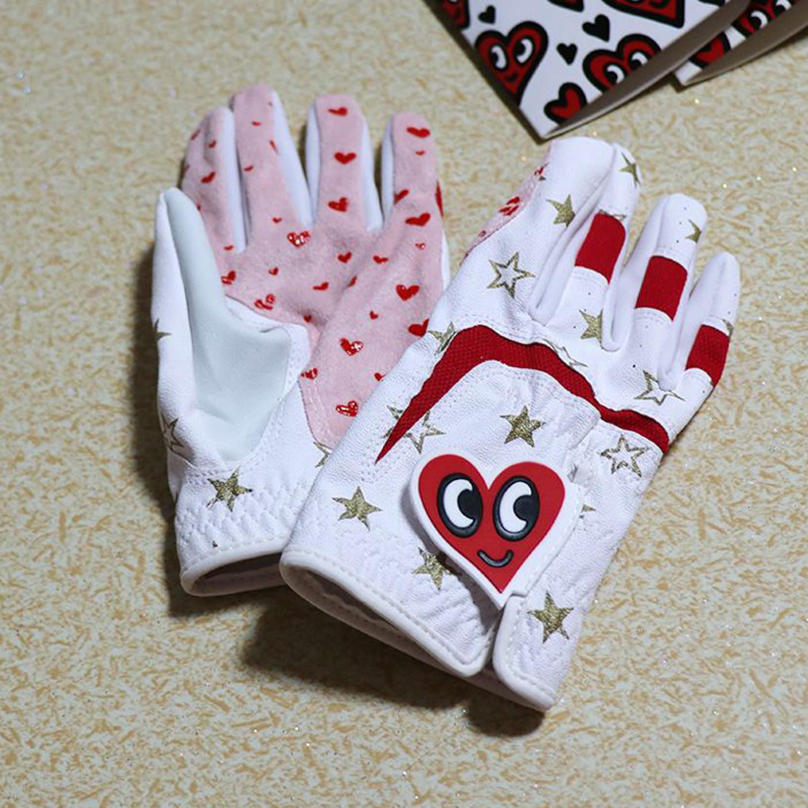 2Pcs Cute Kids Golf Gloves Premium Sizes Non-Slip Professional Red White  Child Breathable for Autumn Gift Christmas Junior Boys , 