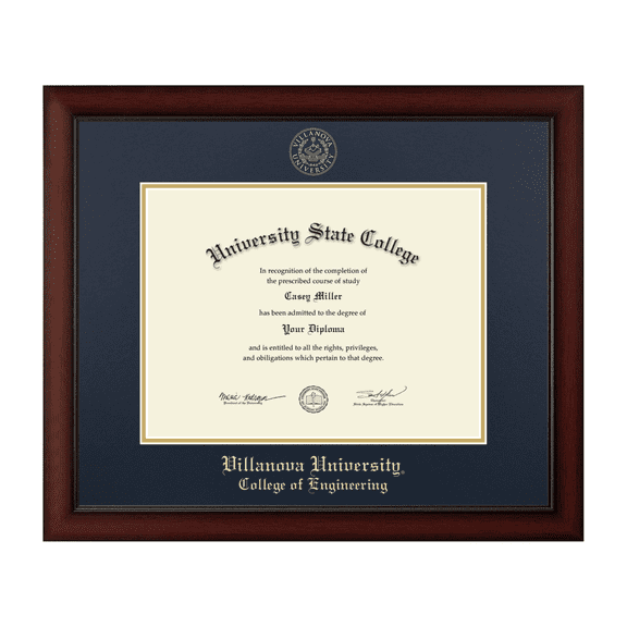 Framerly - Villanova Engineering Diploma Frame with Navy and Gold Mat