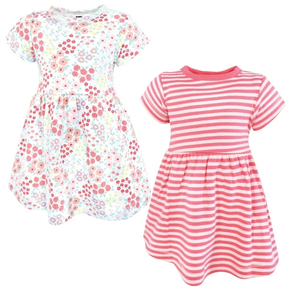 Luvable Friends Hudson Baby Dresses 2pk, Vivid Rose Floral, 0-3M