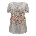 thumbnail image 5 of IROINNID Fashion Women Summer Loose Button Donw Comfy Print Round-Neck T-Shirt Short Sleeve Casual Blouse Spring Saving Sale, 5 of 6