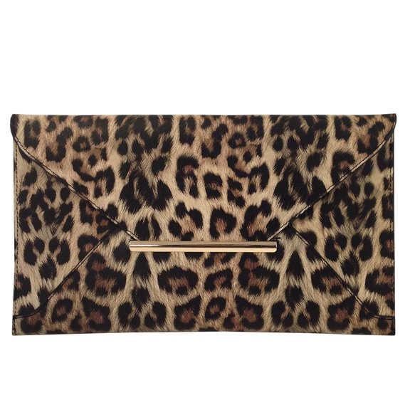 Synthetic Leather Flat Envelope Leopard Print Clutch
