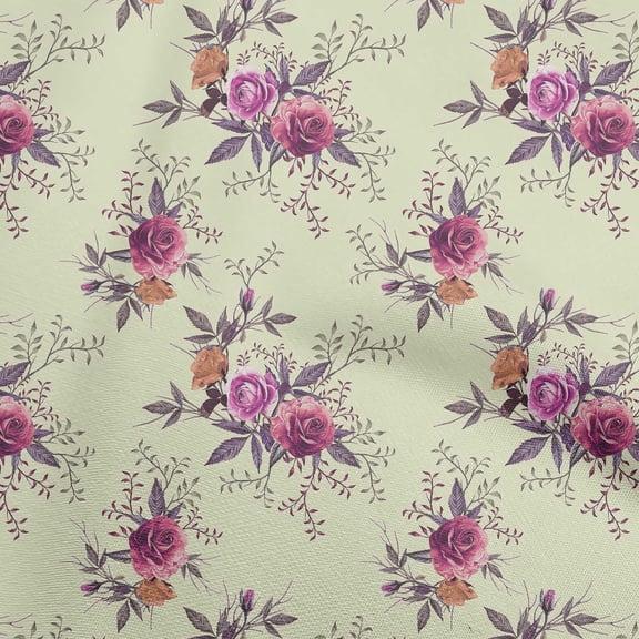 oneOone Viscose Chiffon Off White Fabric Florals Sewing Fabric By The Yard Printed Diy Clothing Sewing Supplies 42 Inch Wide