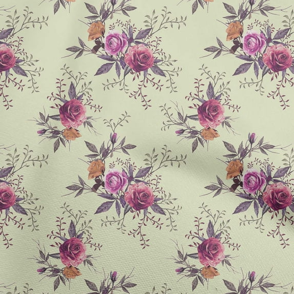 oneOone Rayon Off White Fabric Florals Sewing Fabric By The Yard Printed Diy Clothing Sewing Supplies 56 Inch Wide