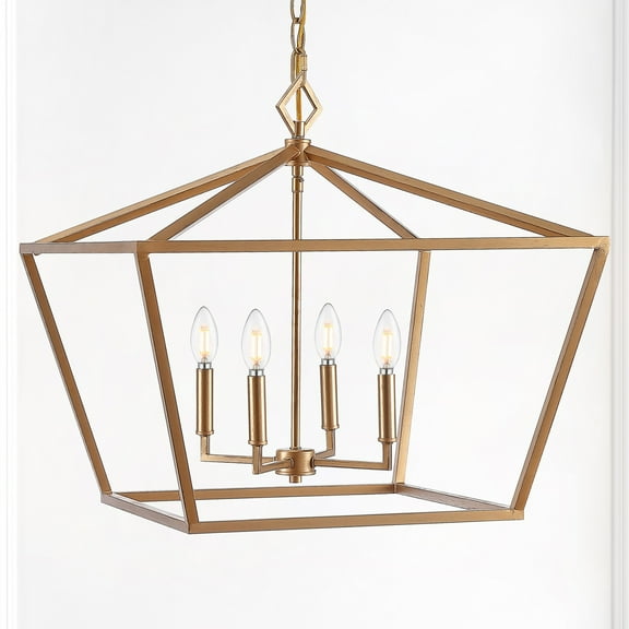 JONATHAN Y Gatsby 23" 4-Light Adjustable Iron Rustic Glam LED Pendant, Gold
