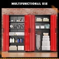 thumbnail image 3 of SOLAURA Metal Storage Cabinet, 71" Garage Storage Cabinet with Lock, Black Red Metal Cabinet with 2 Doors and 4 Adjustable Shelves for Home Office, File, Easy Assemble, 3 of 8