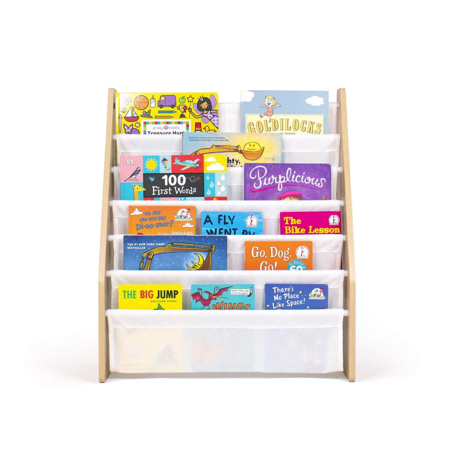 Humble Crew Kids Journey Supersized Book Rack Storage Bookshelf, 6 Tiers, Natural/White