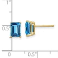 thumbnail image 7 of 14K Yellow Gold 7X5mm Emerald Cut Blue Topaz Stud Earrings, 7 of 7