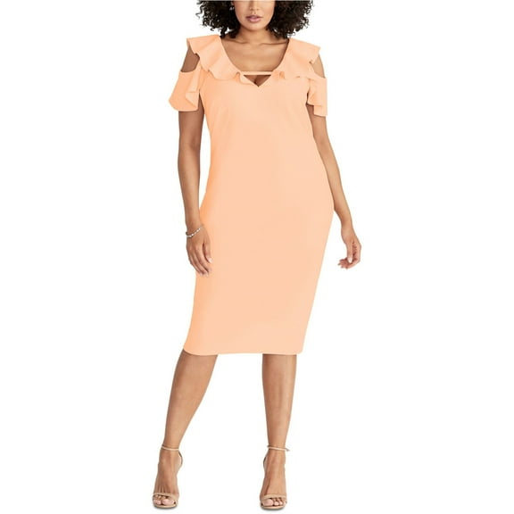 Rachel Roy Womens Ruffle Off-Shoulder Dress, Orange, Plus Size, 20W