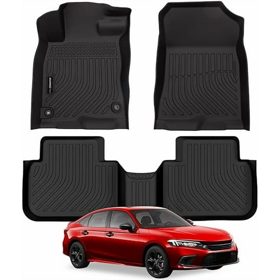 AUXKO All Weather Floor Mats for Honda Civic 2022-2025 2026 Sedan Hatchback Si(Include Sport|2nd Row with&w/o USB Port|Not for Hybrid) Acura Integra 2023-2025 Liners All Season Odorless Anti-Slip