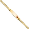 thumbnail image 1 of 14K Yellow Gold Medical Soft Diamond Shape Red Enamel Curb Link Id Bracelet (7 X 7.5) Made In United States xm554fc-7, 1 of 5