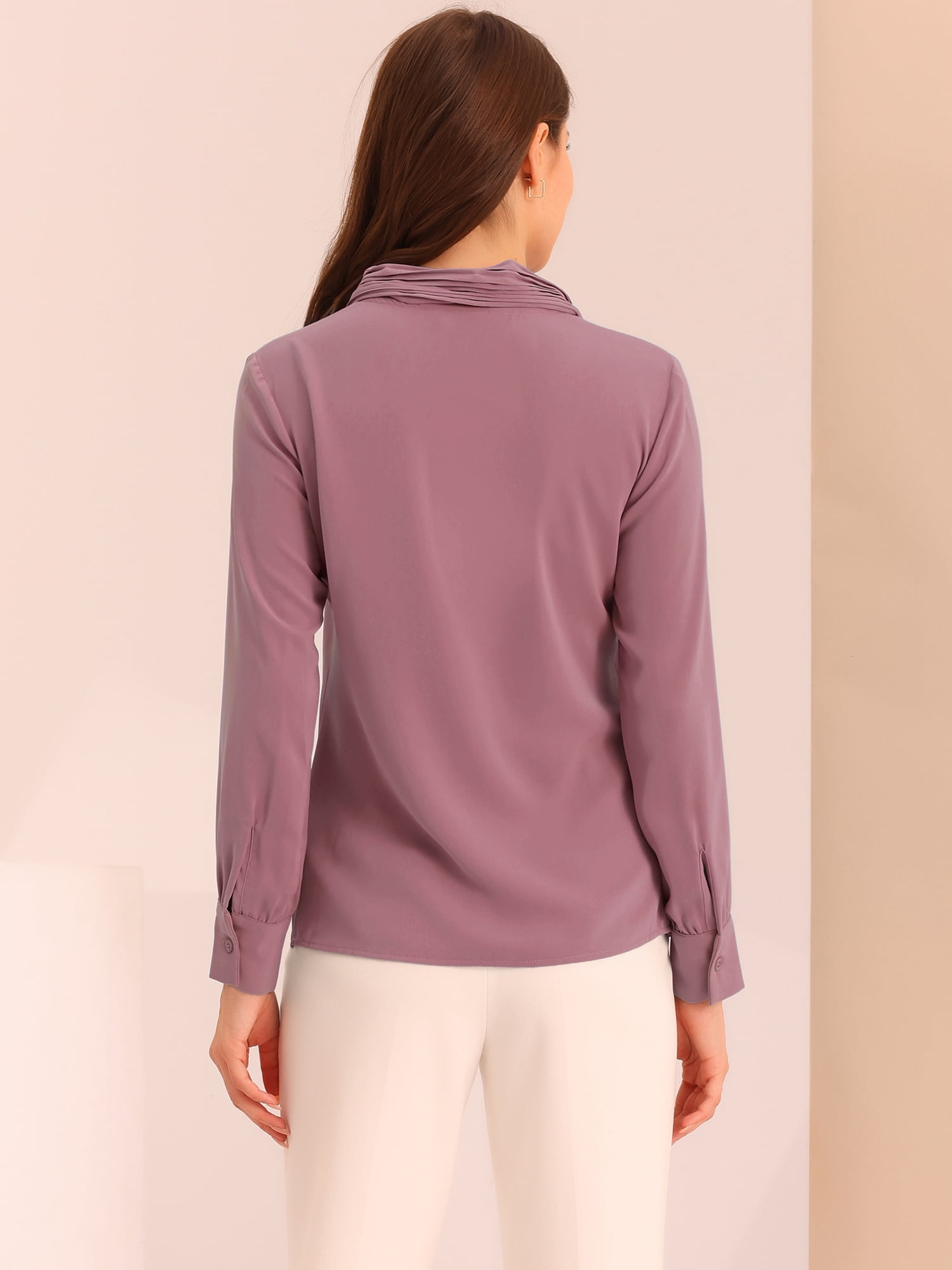 DARING DIVA Work Office Blouse Pleated Top Shirt L Mauve