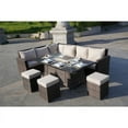 thumbnail image 4 of Novelty Patio L Shape Section Sofa with Rectangle Aluminum Firepit Table, 4 of 7