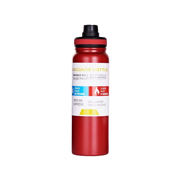 Bearachild Taza térmica con aislamiento al vacío, botella de agua de acero inoxidable, portátil, para el hogar, la escuela, la oficina, el gimnasio, Cocina y Comedor Rojo 800ml Bearachild HA067366-04