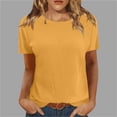 thumbnail image 2 of Timegard Hauts pour Femmes Col Rond Manches Courtes Côtelé Couleur Unie Blouse Confortable Tee-Shirt Basique Décontracté Ample, 2 of 5